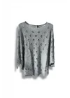 Oversize Merserize Triko Bluz - Delikli Desenli Kazak (38-52 Beden)