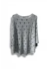 Oversize Merserize Triko Bluz - Delikli Desenli Kazak (38-52 Beden)