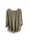 Oversize Merserize Triko Bluz - Delikli Desenli Kazak (38-52 Beden)