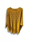 Oversize Merserize Triko Bluz - Delikli Desenli Kazak (38-52 Beden)