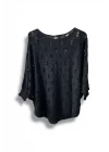 Oversize Merserize Triko Bluz - Delikli Desenli Kazak (38-52 Beden)