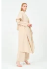 Kapüşonlu pantolon kimono takım