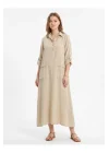 Kadın %100 Pamuk Oversize Maxi Elbise 38/48 Beden Uyumlu Cep Detaylı Rahat Kalıp