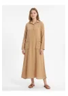 Kadın %100 Pamuk Oversize Maxi Elbise 38/48 Beden Uyumlu Cep Detaylı Rahat Kalıp