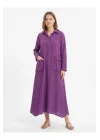 Kadın %100 Pamuk Oversize Maxi Elbise 38/48 Beden Uyumlu Cep Detaylı Rahat Kalıp