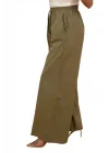 Kadın %100 Pamuk Bol Paça Pantolon Beli Lastikli
