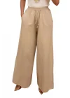 Kadın %100 Pamuk Bol Paça Pantolon Beli Lastikli