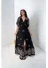 Arin Siyah Desenli Maxi Elbise-Siyah