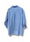 begonya çiçek figürlü oversize kadın gömlek-Mavi