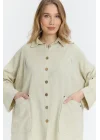 Çift cepli keten oversize italyan ikili takım-Krem