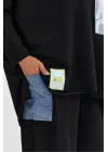 Denim cepli oversize takım-Siyah