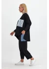 Denim cepli oversize takım-Siyah