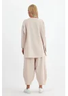 Denim cepli oversize takım-Bej