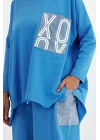 Denim cepli oversize takım-Mavi