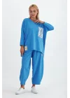 Denim cepli oversize takım-Mavi