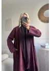 Bordo %100 pamuk dokuma yıkamalı kaftan oversize kalıp standart beden 38/48 uyumlu