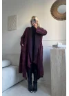 Bordo %100 pamuk dokuma yıkamalı kaftan oversize kalıp standart beden 38/48 uyumlu