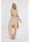 Keten düğmeli oversize italyan ikili takım-Bej