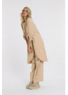 Keten düğmeli oversize italyan ikili takım-Bej