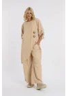 Keten düğmeli oversize italyan ikili takım-Bej