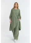 Keten düğmeli oversize italyan ikili takım-Haki