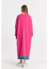 Kot parçalı oversize elbise-Pembe
