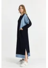 Kot parçalı oversize elbise-Siyah