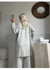 Gri Simli fermuarlı oversize 38/42 uyumlu triko takım