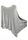 Merserize oversize asimetrik tek cepli triko-Gri