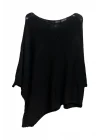 Merserize oversize asimetrik tek cepli triko-Siyah