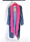 Pamuk Garnili Kot Kaftan-Fuşya