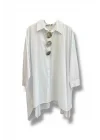 Sardunya oversize uzun tunik gömlek-Beyaz