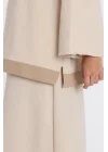 Şerit detay etekli takım-bej