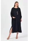 Tencel tokalı kadın elbise-siyah