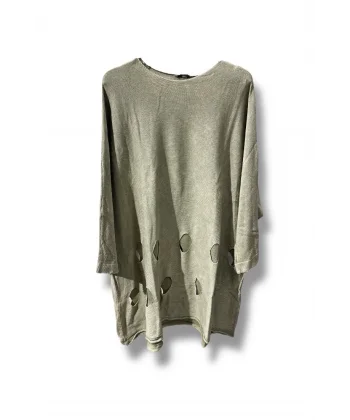 %100 Pamuk Triko Tunik Bluz– 38-52 Beden Uyumlu-Taş