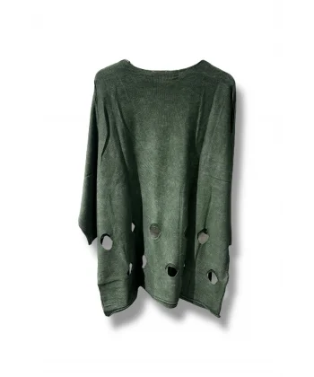 %100 Pamuk Triko Tunik Bluz– 38-52 Beden Uyumlu -Haki