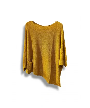Oversize Cepli Merserize Bluz | 38-52 Beden Uyumlu Rahat Kalıp Triko