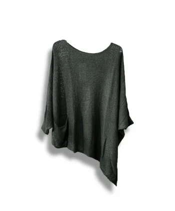 Oversize Cepli Merserize Bluz | 38-52 Beden Uyumlu Rahat Kalıp Triko