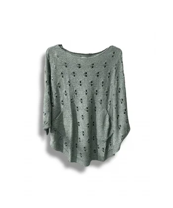 Oversize Merserize Triko Bluz - Delikli Desenli Kazak (38-52 Beden)