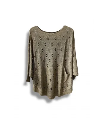 Oversize Merserize Triko Bluz - Delikli Desenli Kazak (38-52 Beden)