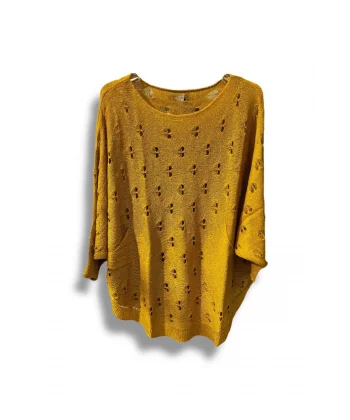 Oversize Merserize Triko Bluz - Delikli Desenli Kazak (38-52 Beden)