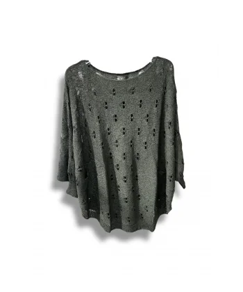 Oversize Merserize Triko Bluz - Delikli Desenli Kazak (38-52 Beden)