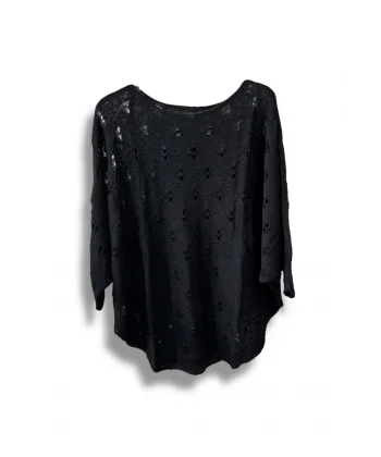 Oversize Merserize Triko Bluz - Delikli Desenli Kazak (38-52 Beden)