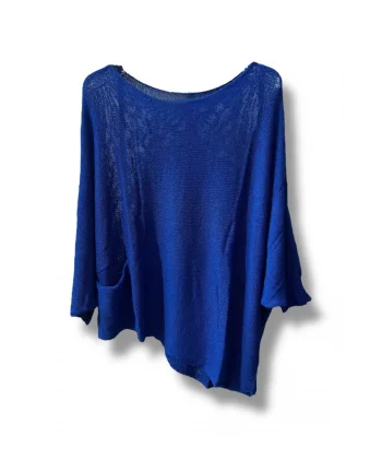 Oversize Cepli Merserize Bluz | 38-52 Beden Uyumlu Rahat Kalıp Triko