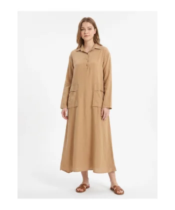 Kadın %100 Pamuk Oversize Maxi Elbise 38/48 Beden Uyumlu Cep Detaylı Rahat Kalıp