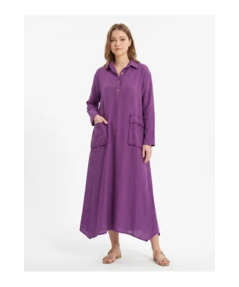 Kadın %100 Pamuk Oversize Maxi Elbise 38/48 Beden Uyumlu Cep Detaylı Rahat Kalıp