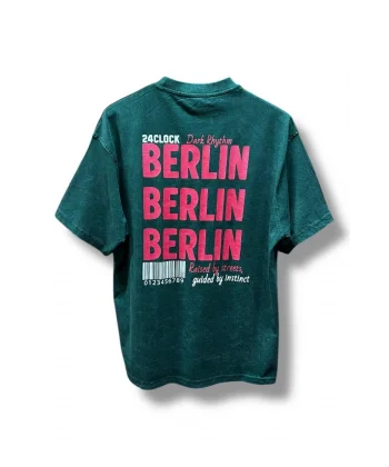 Erkek Yeşil Oversize Tişört Baskılı Grafik Desenli Pamuk T-Shirt
