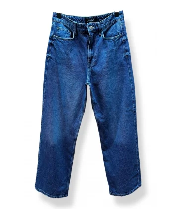 Erkek Mavi Loose Fit Jean Pantolon Rahat Kalıp Günlük Denim Pantolon