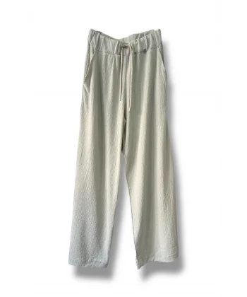 Dökümlü düz kesim bağcıklı pantolon-Bej
