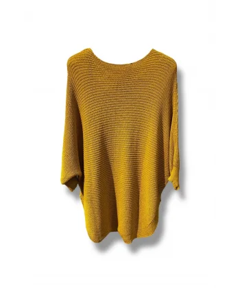 Kadın Merserize Triko Bluz Oversize Salaş Kalıp 38-52 Beden Uyumlu-Hardal sarı